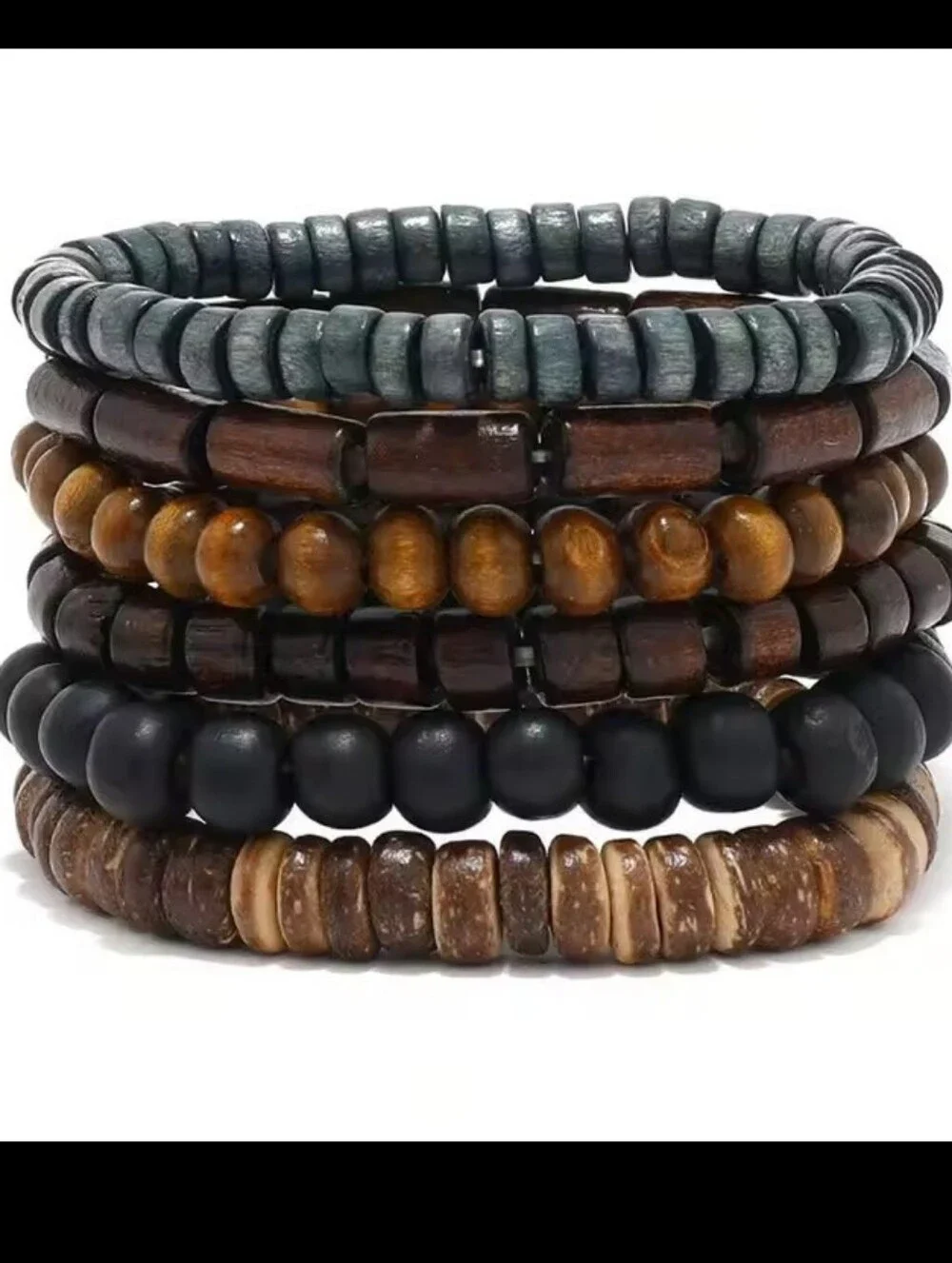 Men's Beaded Bracelets Set 6pc Beads Jewelry New G11